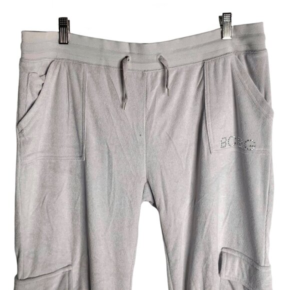•SOLD•BCBGMAXAZRIA Silver Embellished Terry Cloth Wide Leg Track Pants NWT XL - Picture 2 of 8